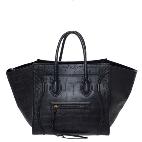 celine phantom bag black croc|WOMEN'S LUXURY BLACK HANDBAGS .